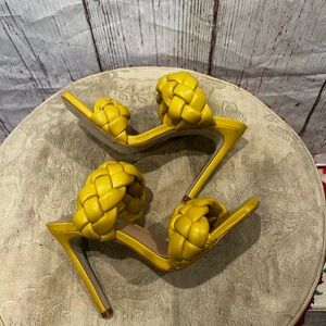 New Steve Madden Kenley Citron Yellow Braided Heels4” Sz 7.5